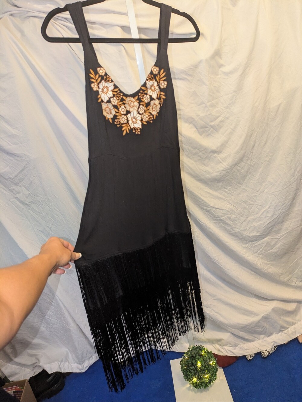 Idyllwind Miranda Lambert Black Floral Embroidered Fringe Mini Dress Medium - Picture 7 of 12